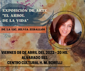 Flyer de la exposición de arte "el árbol de la vida"