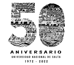 Logo de los 50 años de la UNSa