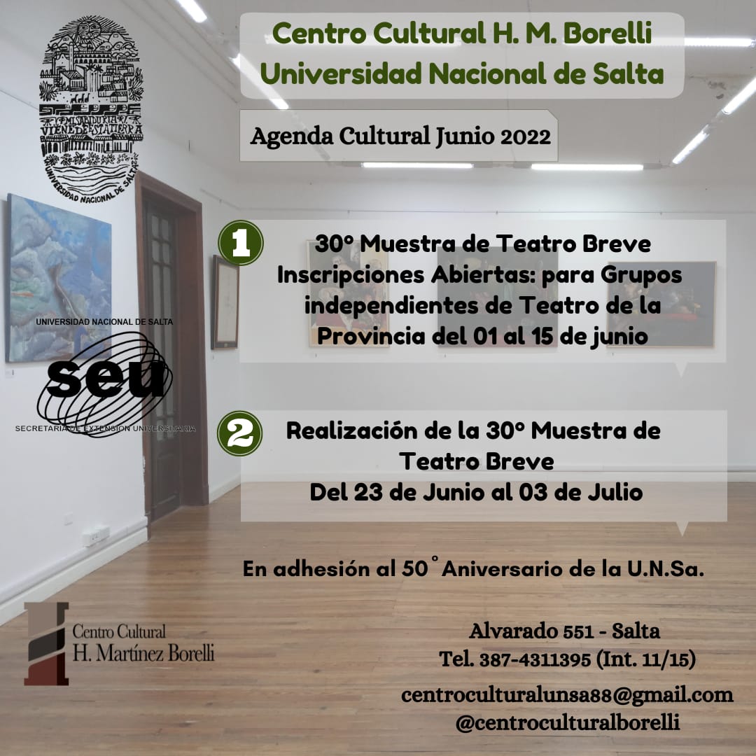 Flyer de la Agenda del Centro Cultural de Junio 2022