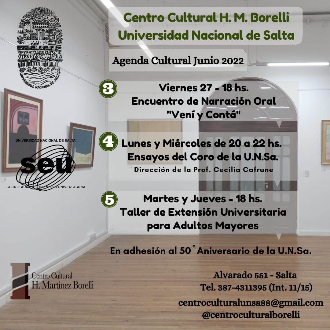 Flyer de la Agenda del Centro Cultural de Junio 2022