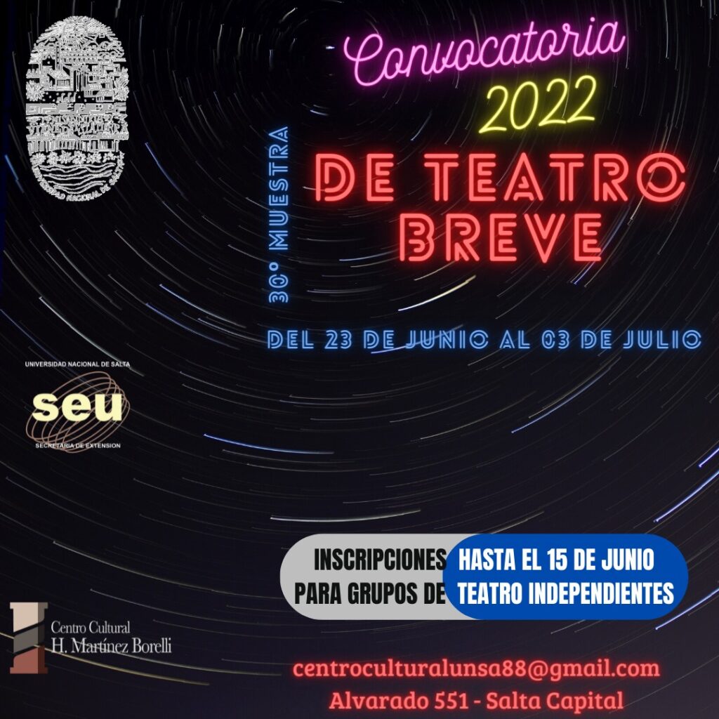 Flyer Convocatoria 2022 de teatro Breve