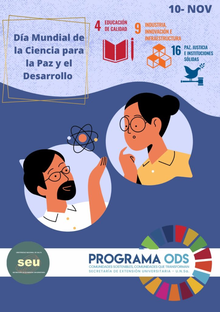 Flyer del día de la ciencia para la paz