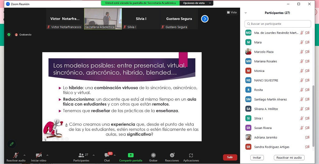 Captura de pantalla de una reunión de Zoom