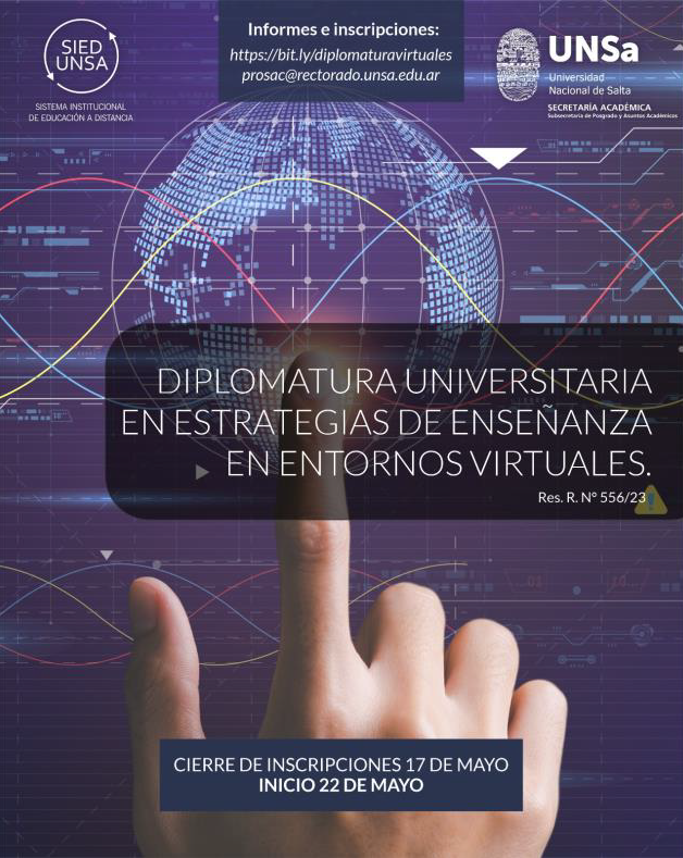 Flyer de la Diplomatura universitaria en estrategias de enseñanza en entornos virtuales