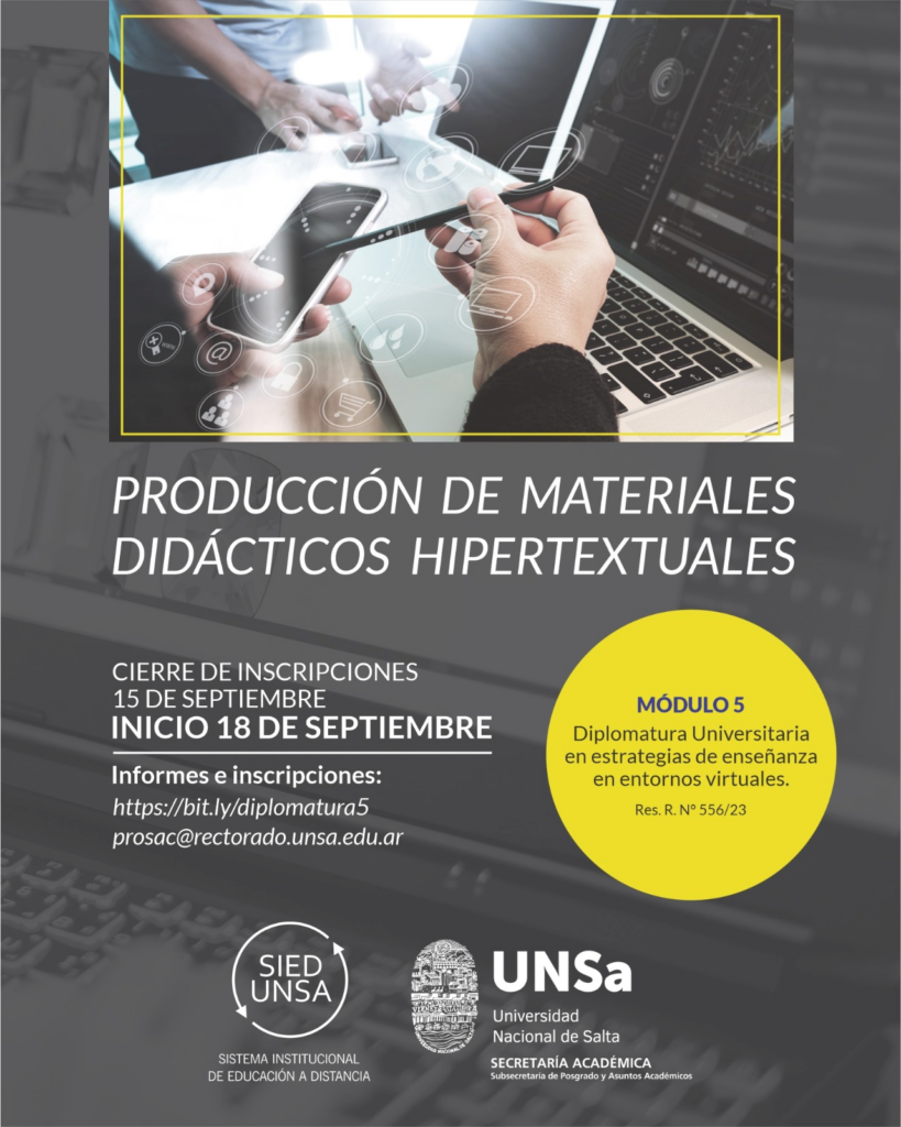 Flyer de Producción de materiales didácticos hipertextuales