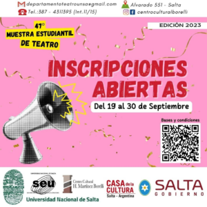 Flyer inscripción a la muestra de teatro breve